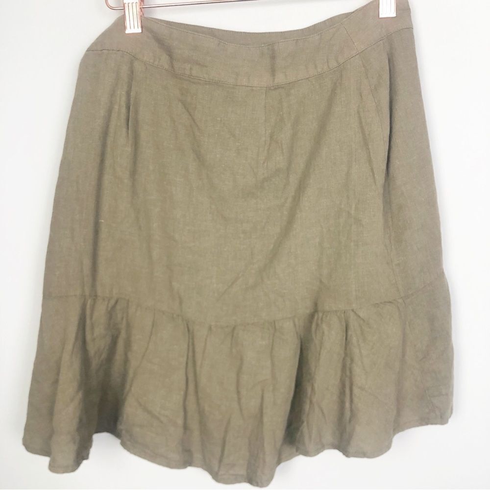 FREE PEOPLE | NEW! Ruffle My Feathers Olive Green Wrap Skirt Women’s Size 4 - Picture 8 of 9